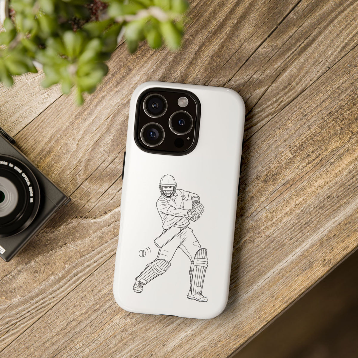 Phone Case, Cricket Batsman Sketch, Tough Case