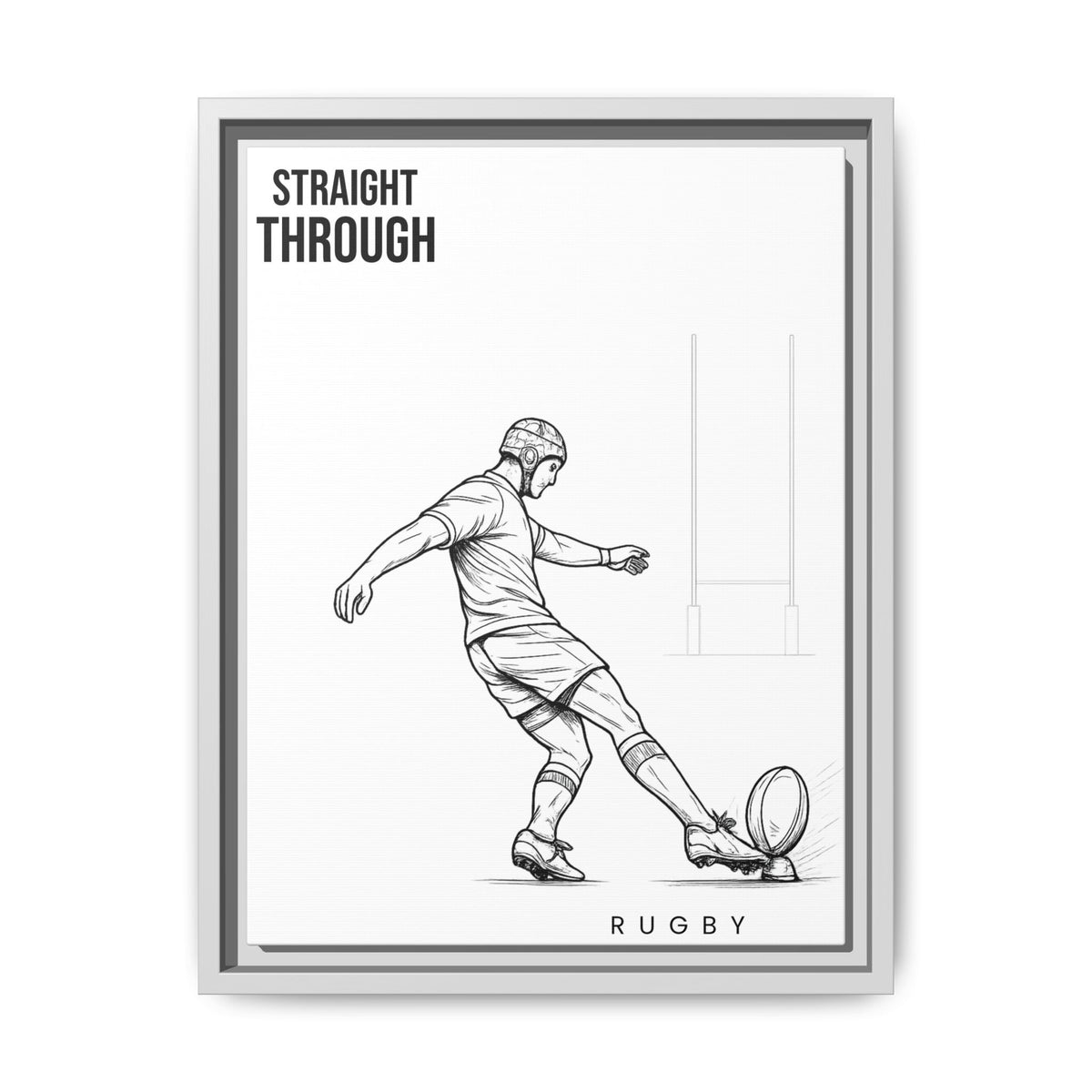 Print, Rugby Conversion Kick - Straight Through, Matte Canvas Print Framed Art