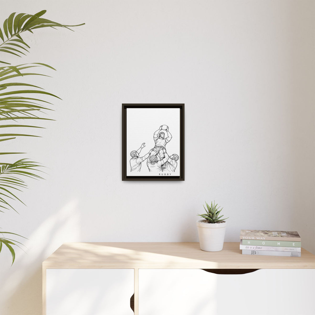 Print, Rugby Line-Out, Matte Canvas Print Framed Art
