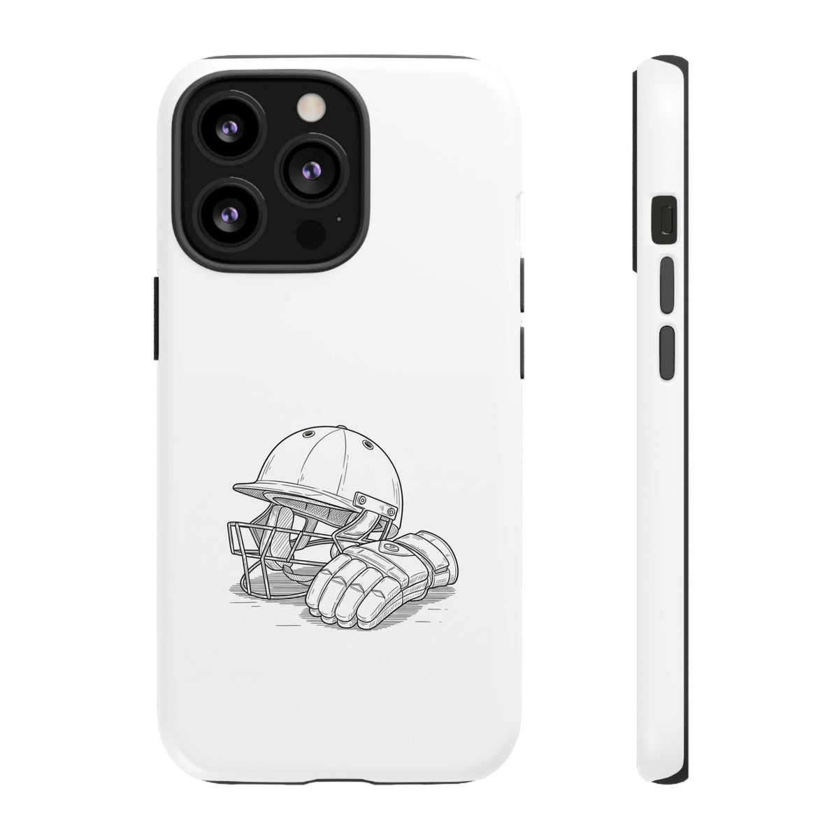 Phone Case, Cricket Gloves & Helmet Sketch, Tough Case