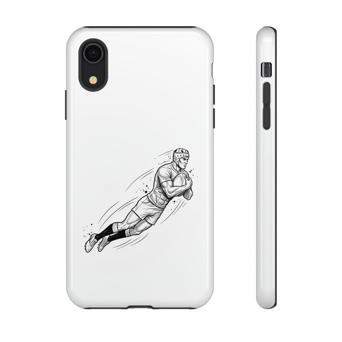 Phone Case, Rugby Try Swan Dive Minimalist Sketch design, Tough Case