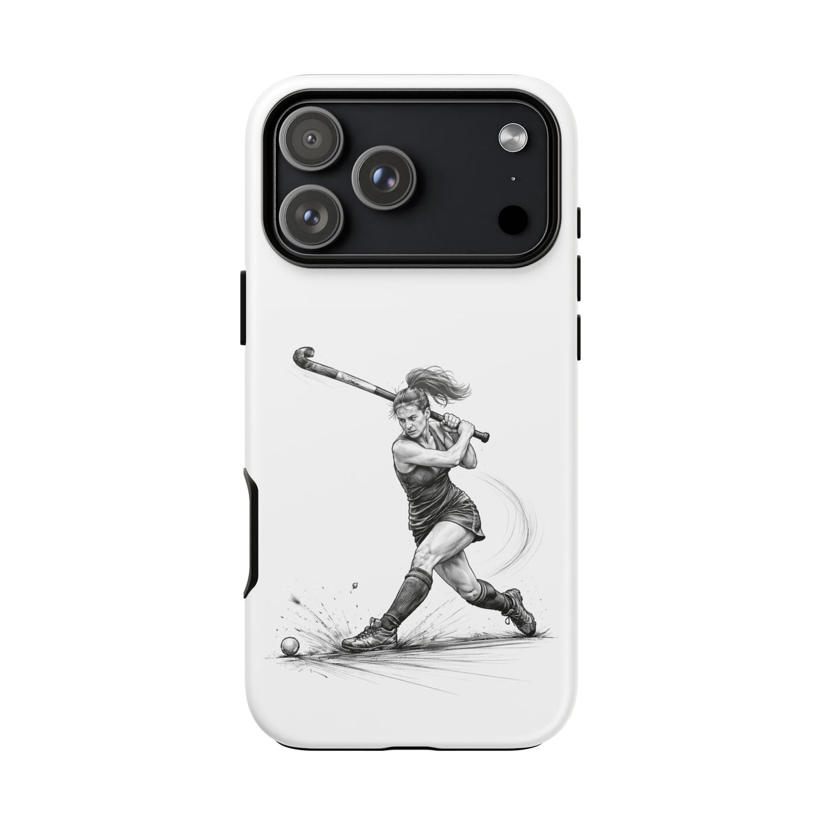 Phone Case, Hockey, Female Player "Tomahawk" shot design, Tough Case