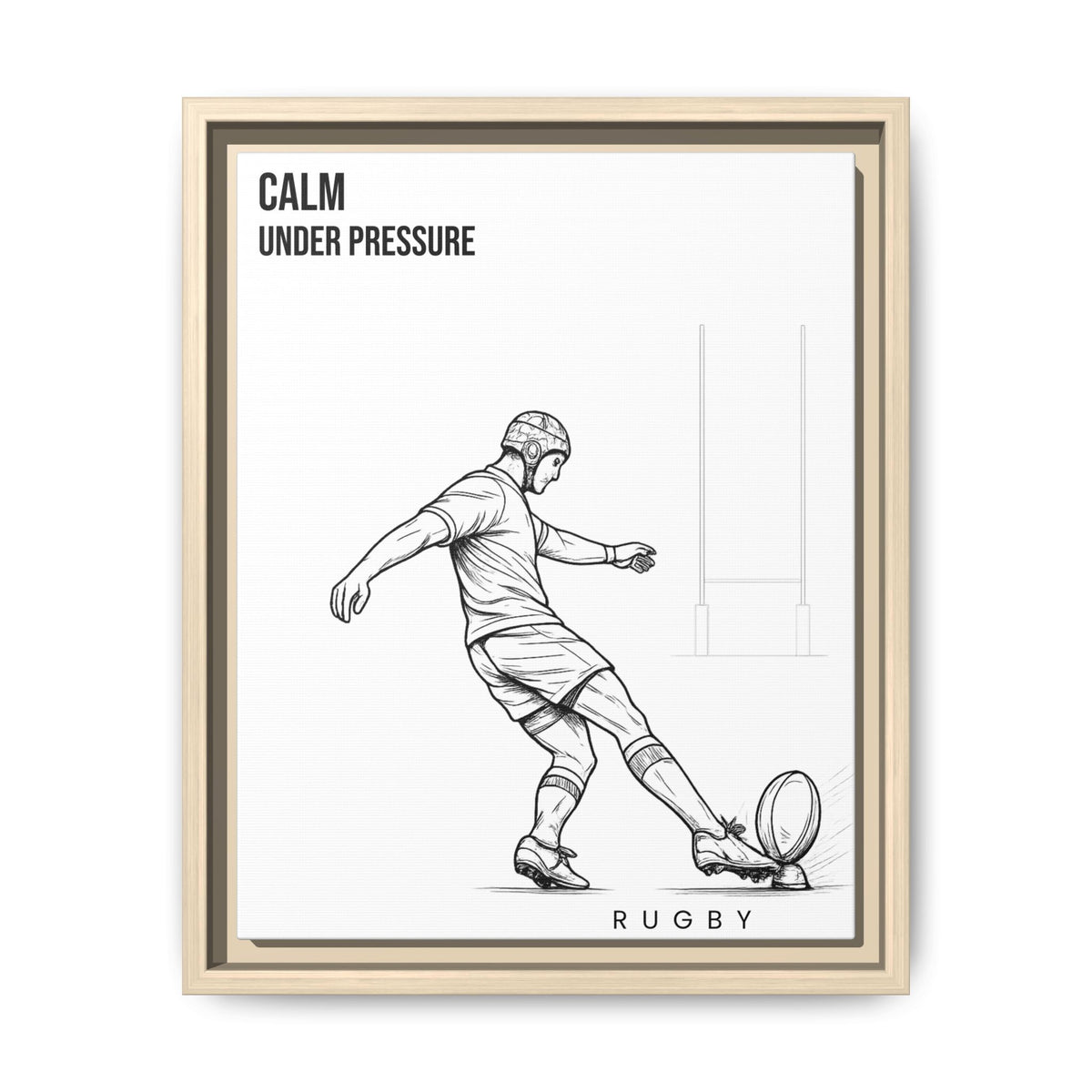 Print, Rugby Conversion Kick - Calm Under Pressure, Matte Canvas Print Framed Art
