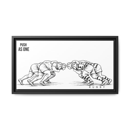 Print, Rugby Scrum, "Push As One" , Matte Canvas Print Framed Art