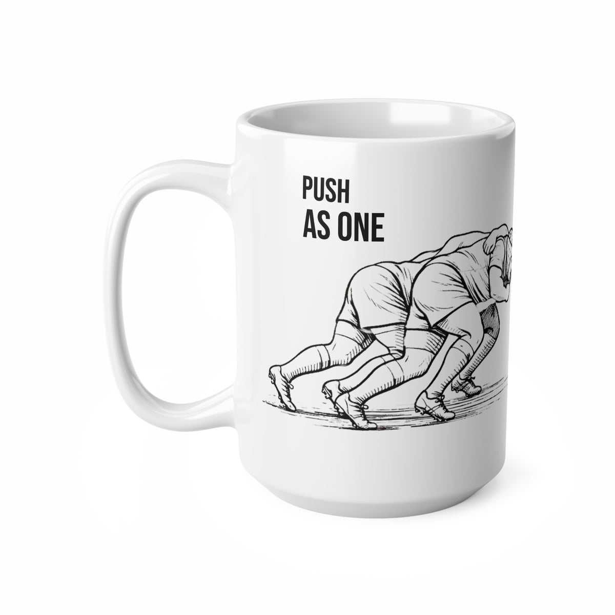 Mug, Rugby Scrum , Push as One, Ceramic, 325ml / 11oz or 440ml / 15oz