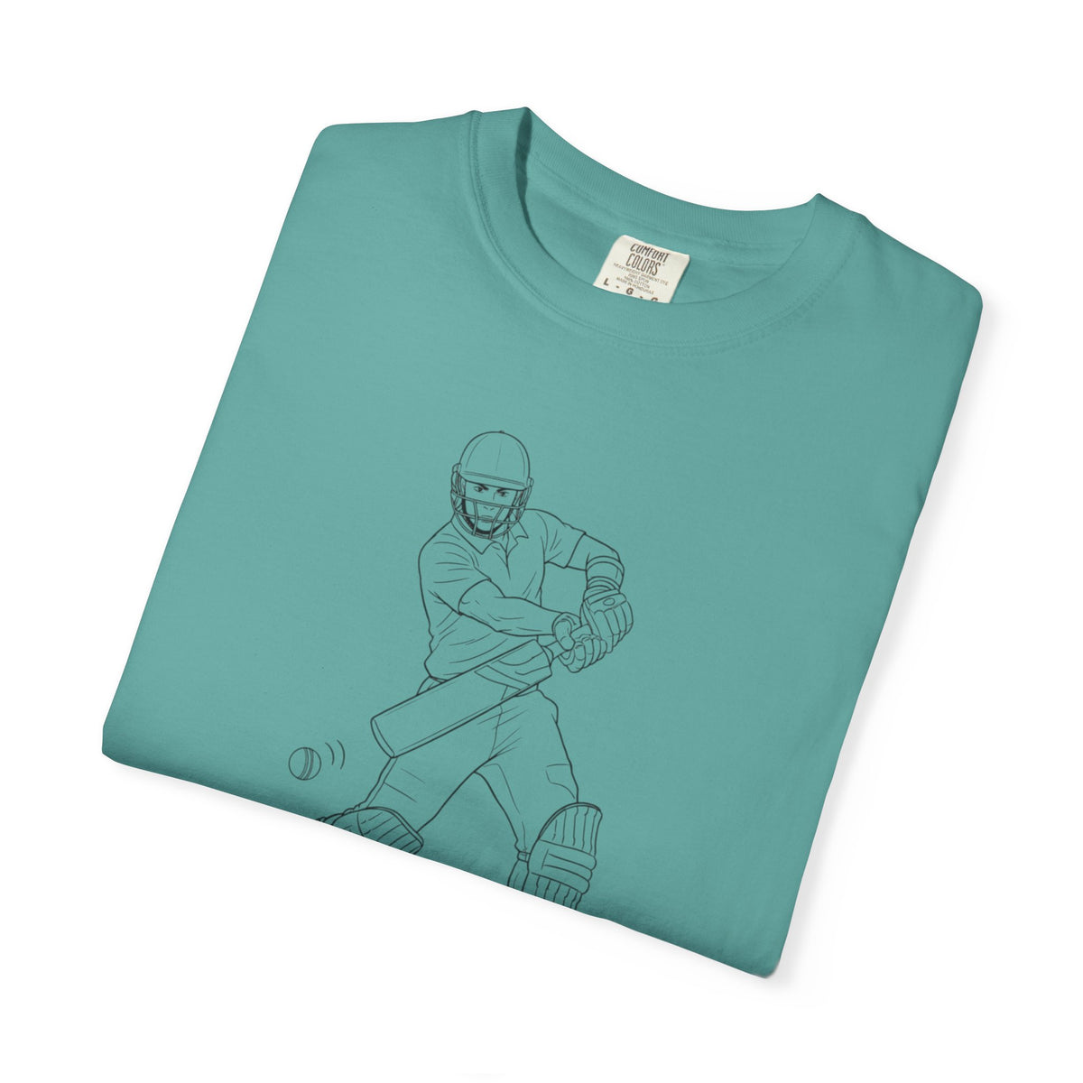 T Shirt, Cricket Batsman Minimalist Sketch Design (Large image), Cotton, Various Colours
