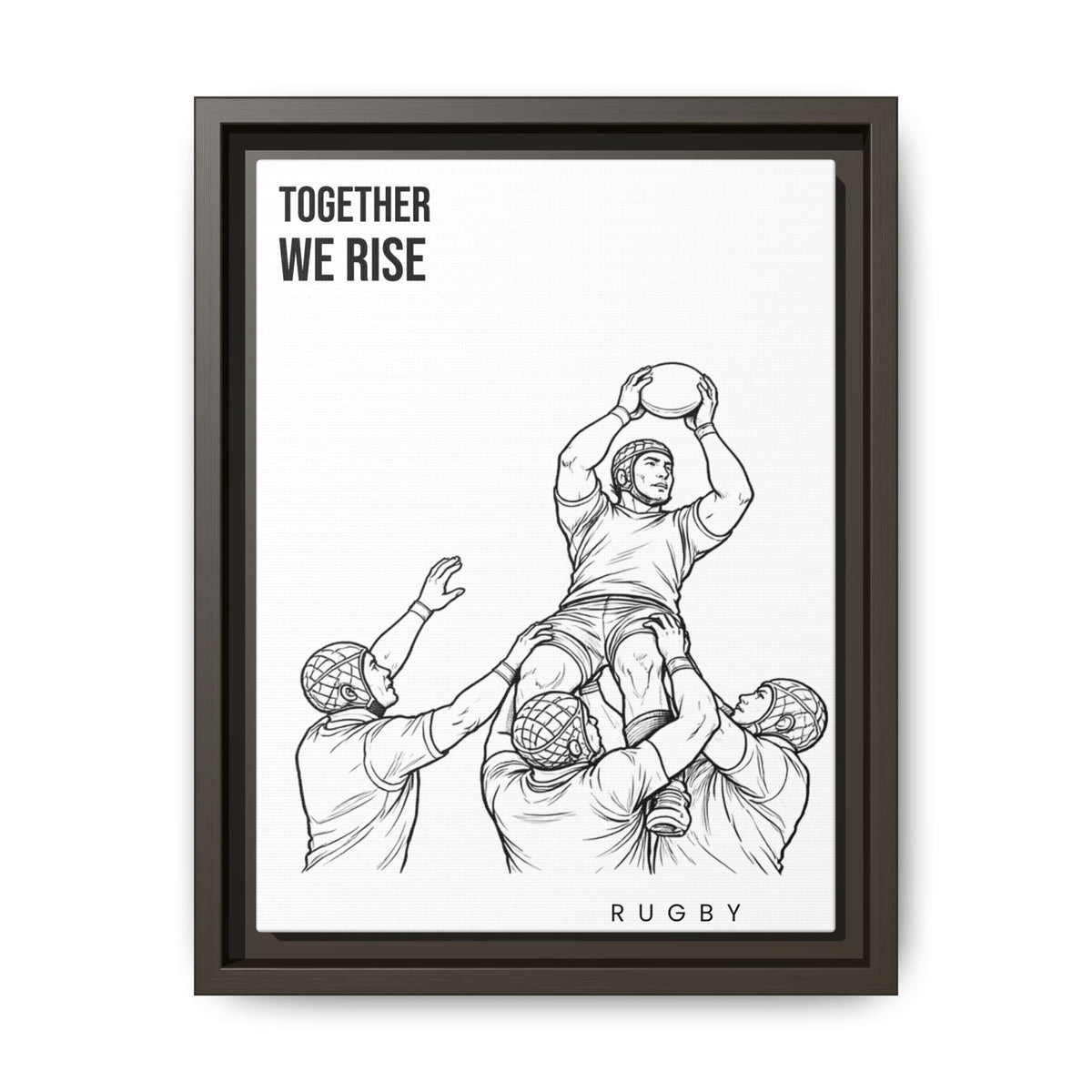 Print, Rugby Line-Out Together We Rise , Matte Canvas Print Framed Art
