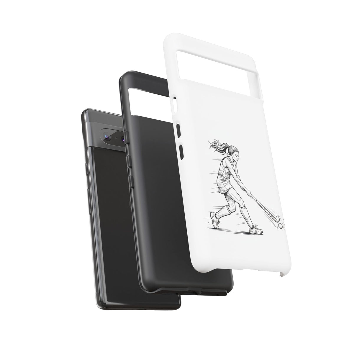 Phone Case, Hockey, Female  Player Minimalist sketch design, Tough Case