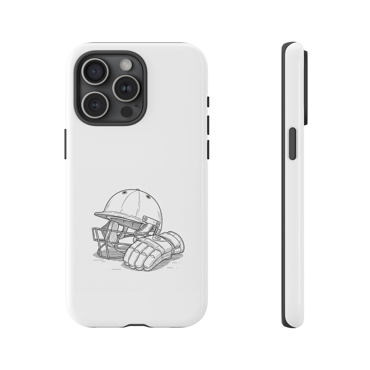 Phone Case, Cricket Gloves & Helmet Sketch, Tough Case