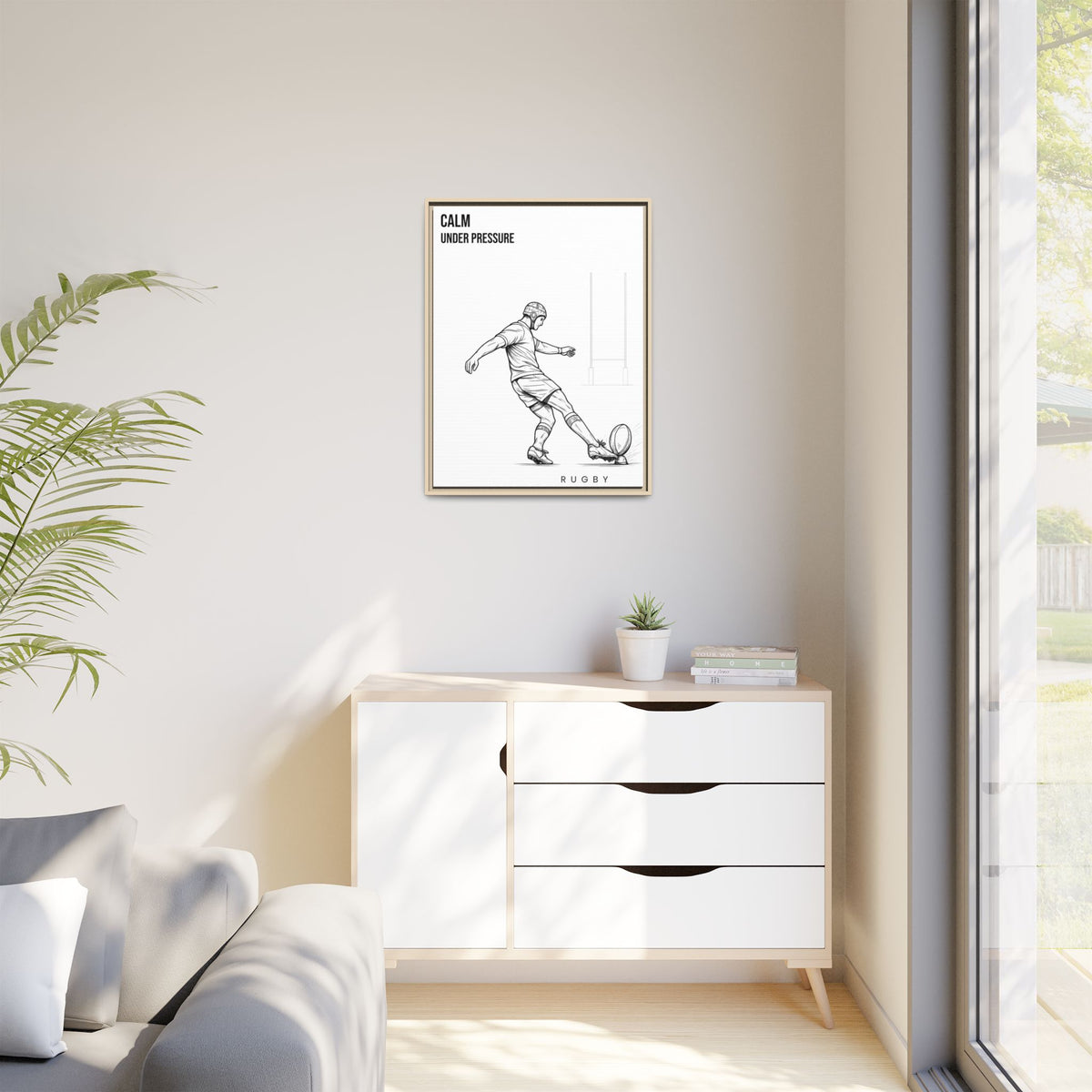Print, Rugby Conversion Kick - Calm Under Pressure, Matte Canvas Print Framed Art