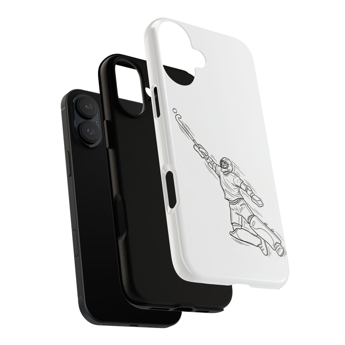 Hockey Goalkeeper Sketch Phone Case — Minimalist Sports Protective Cover
