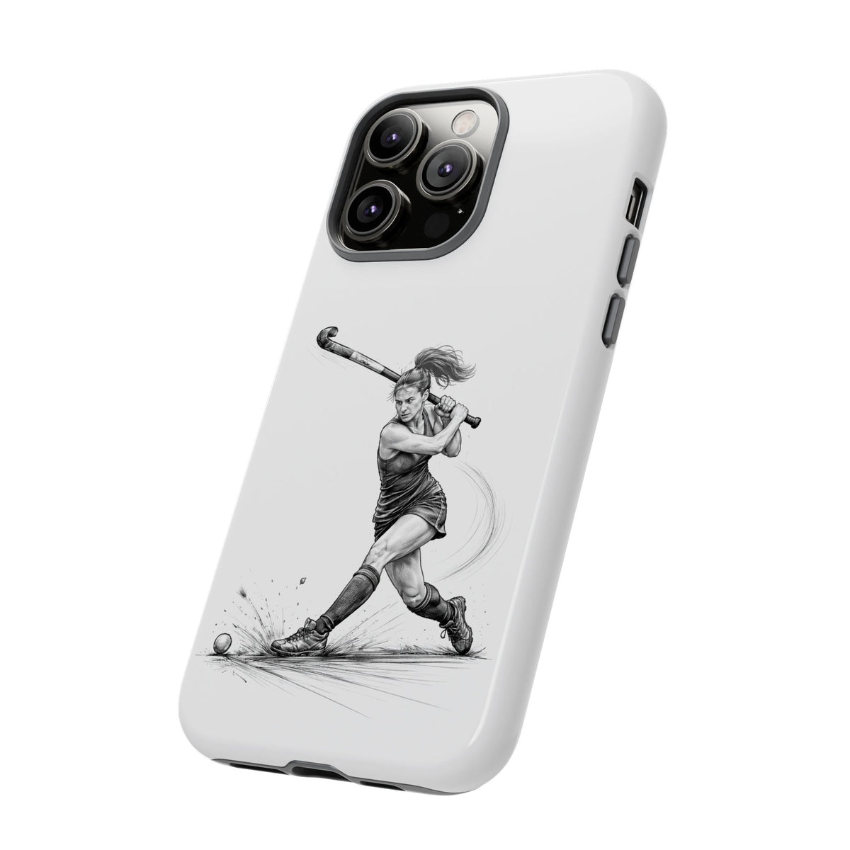 Phone Case, Hockey, Female Player "Tomahawk" shot design, Tough Case