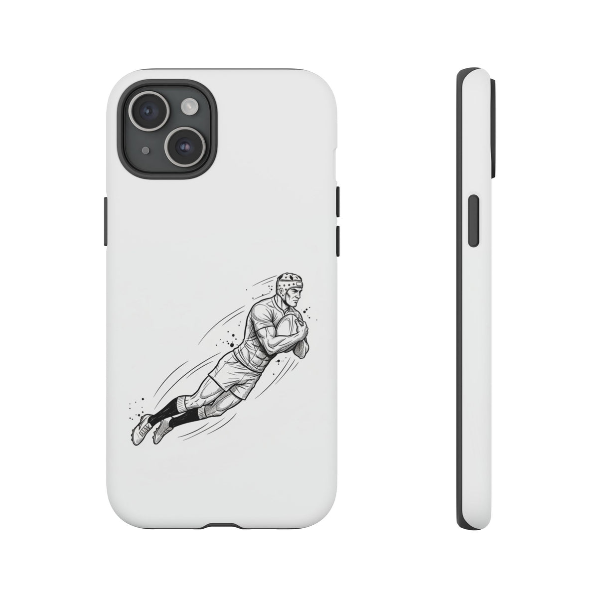 Phone Case, Rugby Try Swan Dive Minimalist Sketch design, Tough Case