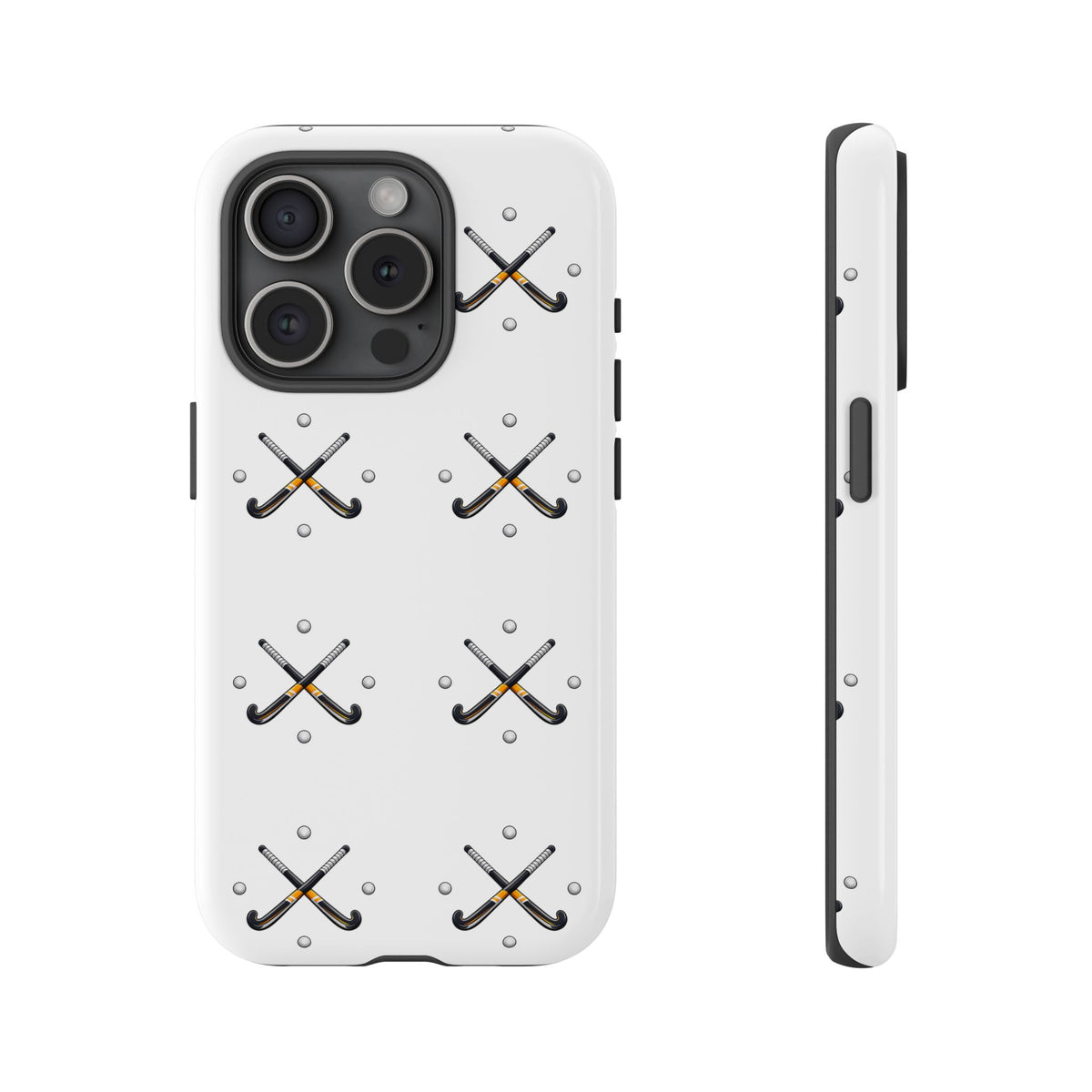 Phone Case, Hockey Repeated Crossed Sticks & Balls Pattern, Tough Case