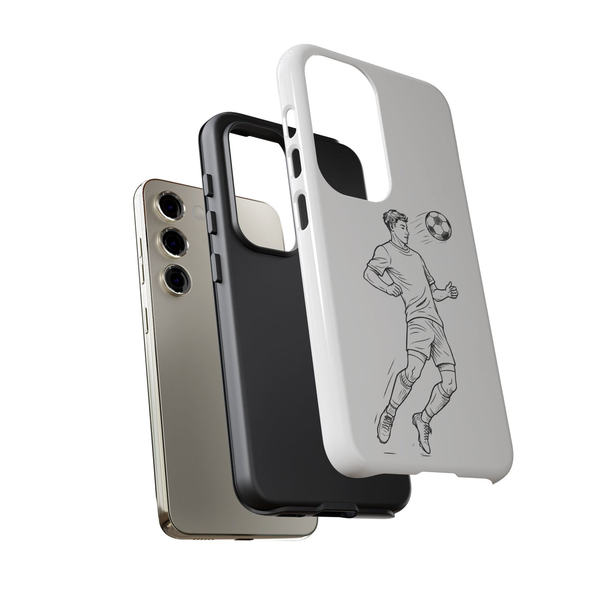 Phone Case, Football Chest-control Minimalist sketch Design, Tough Case