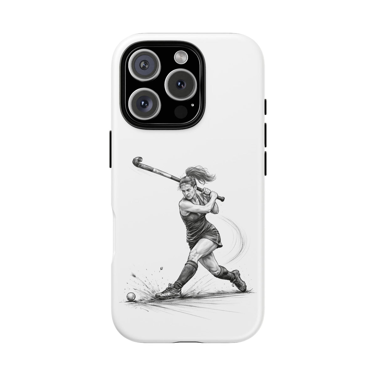 Phone Case, Hockey, Female Player "Tomahawk" shot design, Tough Case