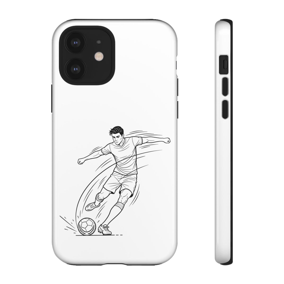 Phone Case, Football Free Kick / Strike Minimalist sketch Design, Tough Case