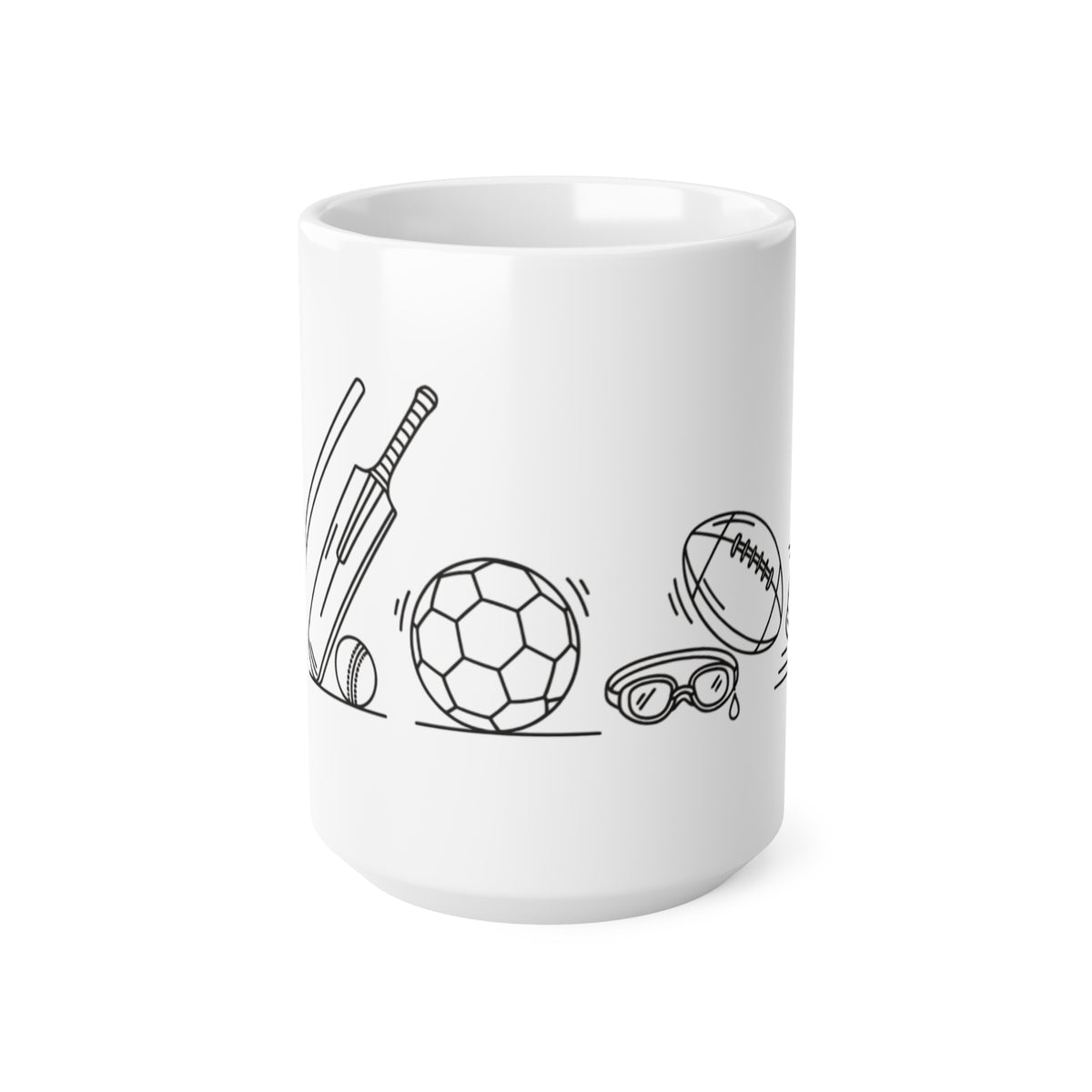 Mug, Youth Sports Minimalist Line Art design, Hockey, Cricket, Football, Rugby, Run & Swim Gear, 325ml / 11oz or 440ml / 15oz