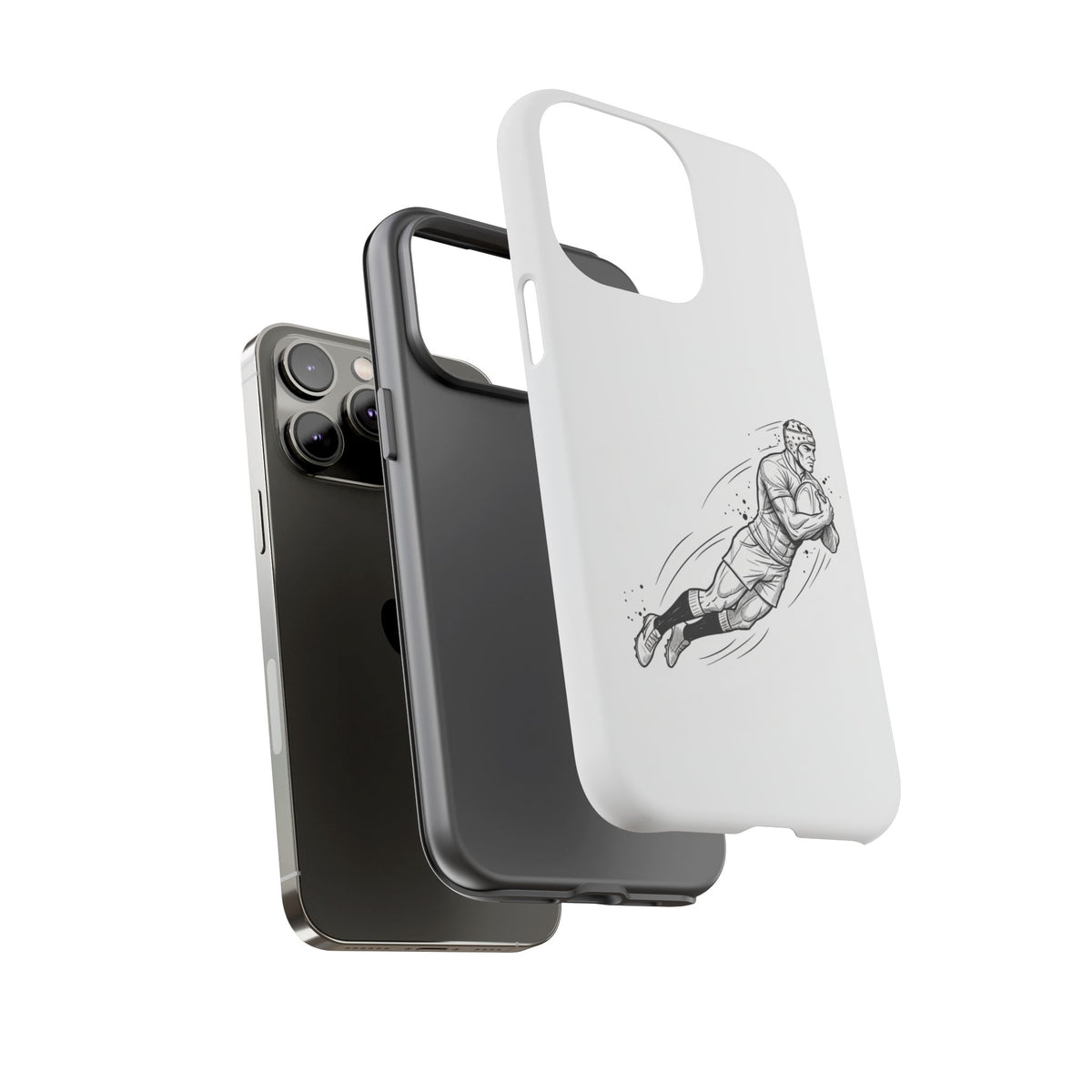Phone Case, Rugby Try Swan Dive Minimalist Sketch design, Tough Case