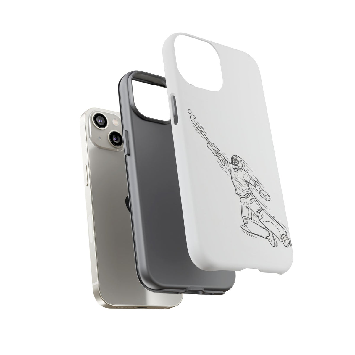 Hockey Goalkeeper Sketch Phone Case — Minimalist Sports Protective Cover