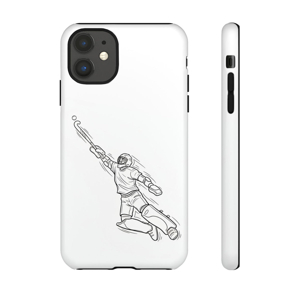Hockey Goalkeeper Sketch Phone Case — Minimalist Sports Protective Cover