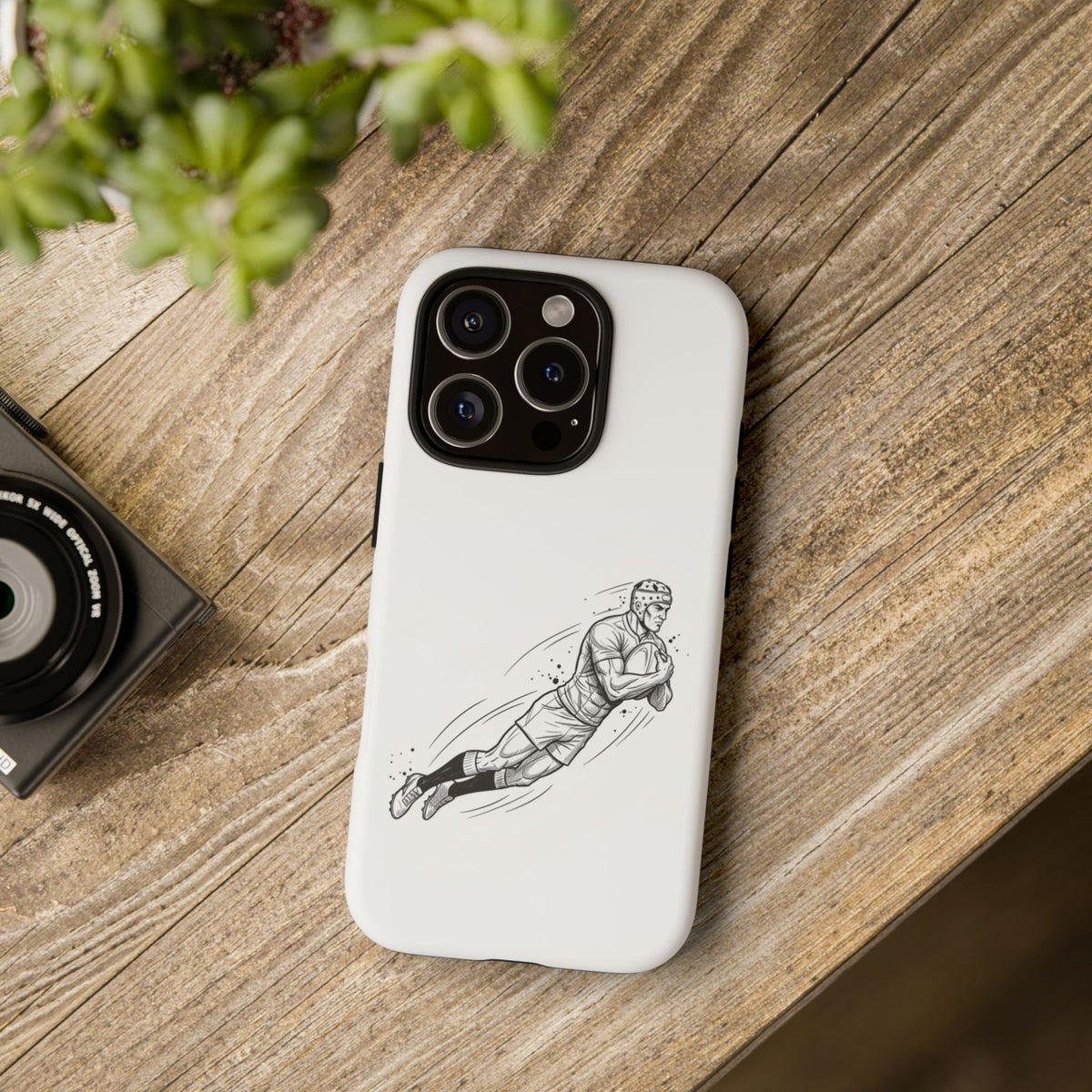 Phone Case, Rugby Try Swan Dive Minimalist Sketch design, Tough Case