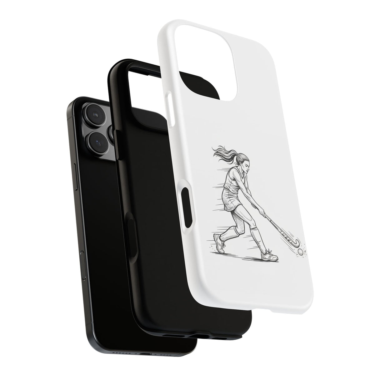Phone Case, Hockey, Female  Player Minimalist sketch design, Tough Case