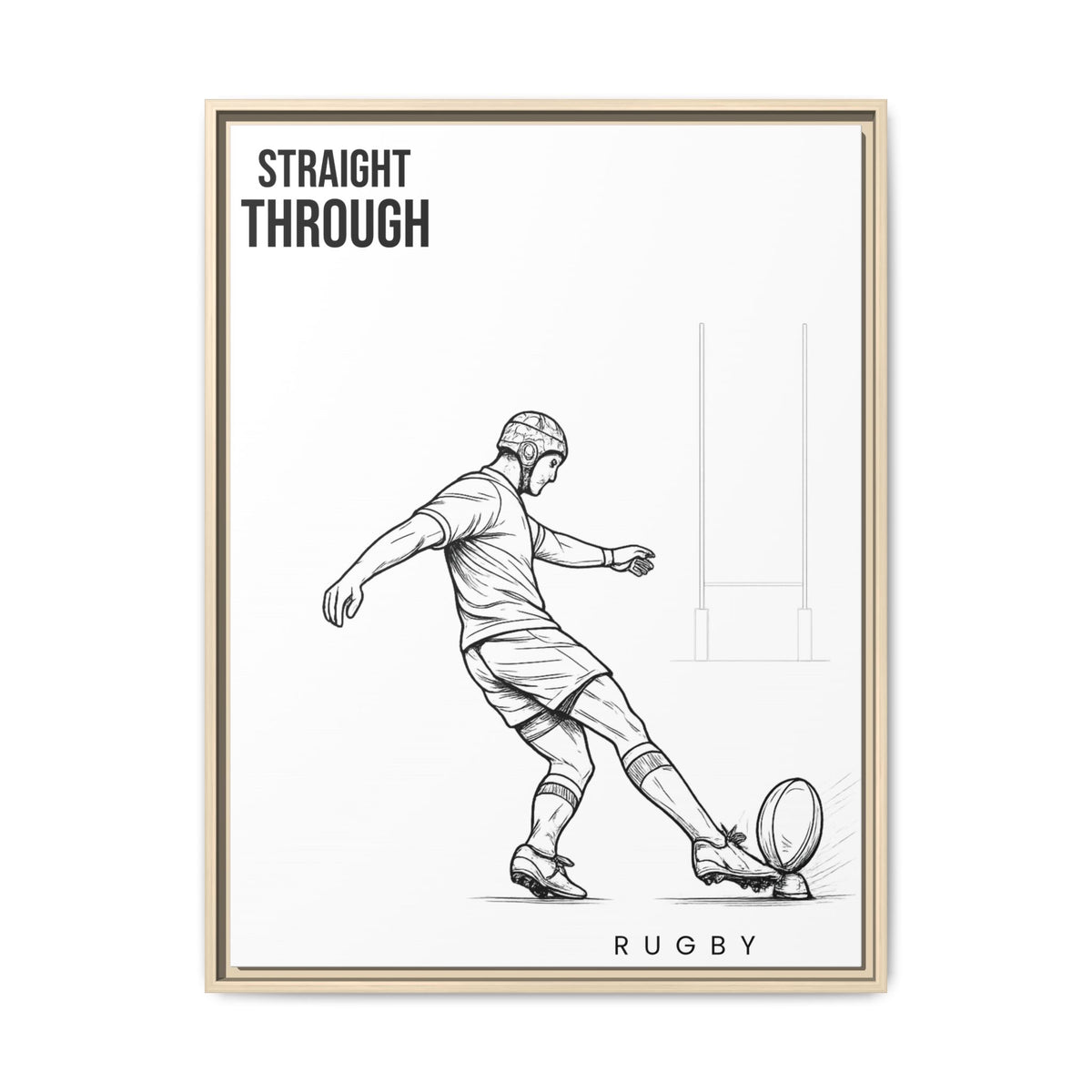 Print, Rugby Conversion Kick - Straight Through, Matte Canvas Print Framed Art