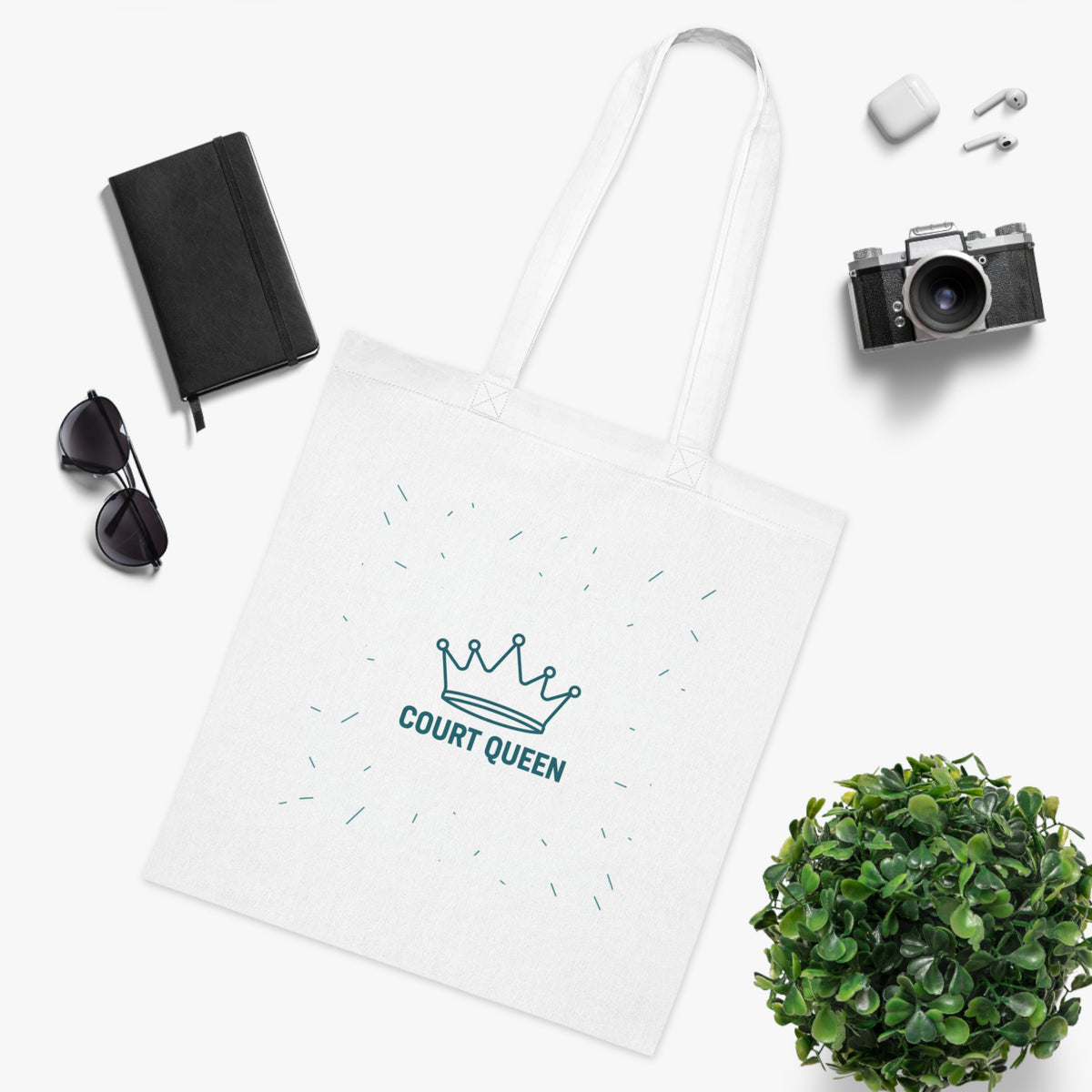 Bag, Racket Sports and Netball "Court Queen" graphic design, Cotton Tote Bag