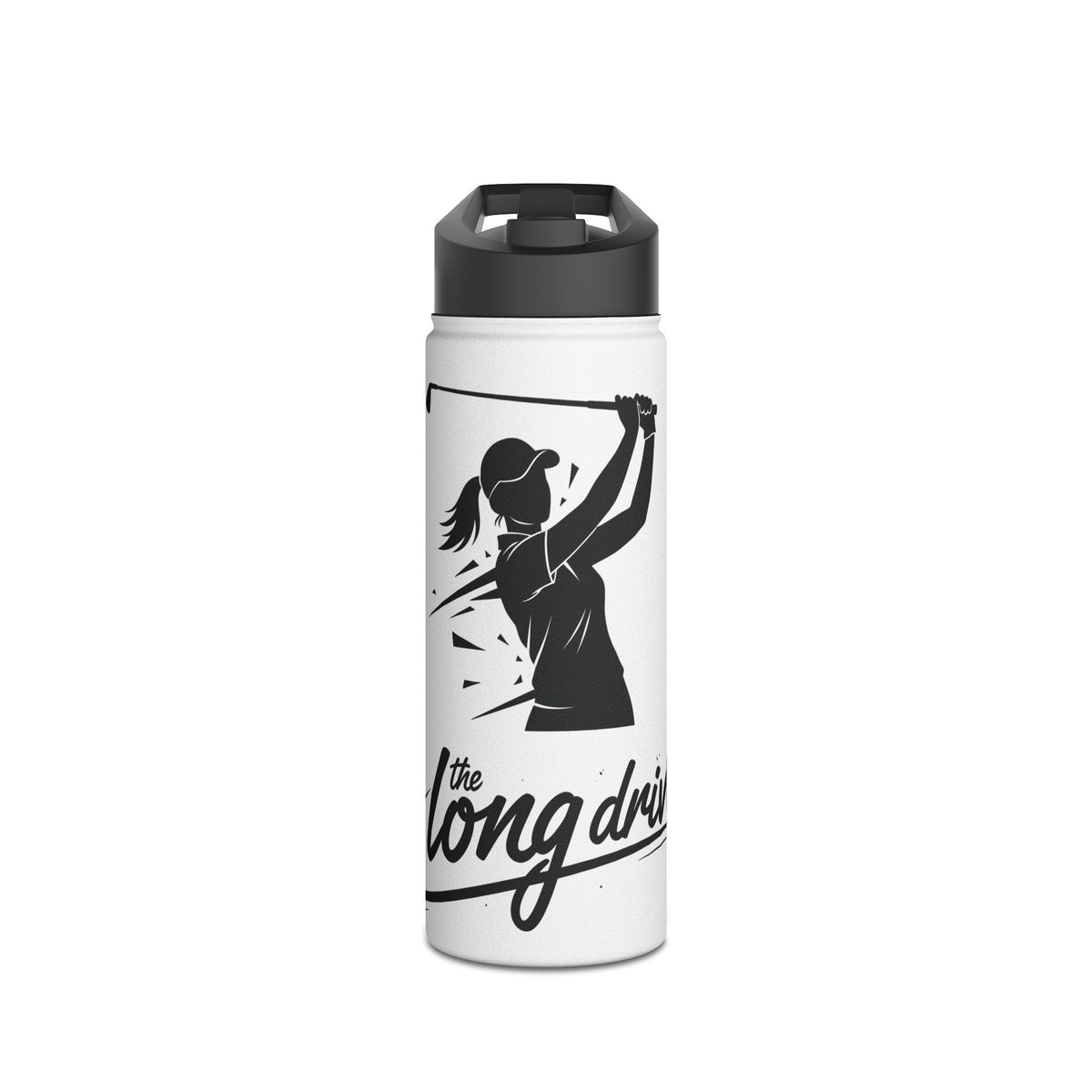Water Bottle, Golf, Long Drive Female Golfer image, Stainless Steel