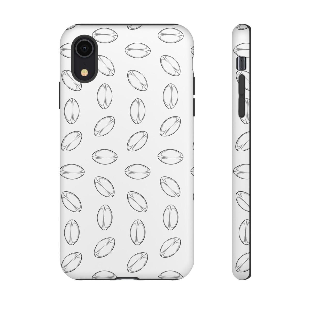 Phone Case, Rugby Ball Minimalist Sketch Pattern, Tough Case