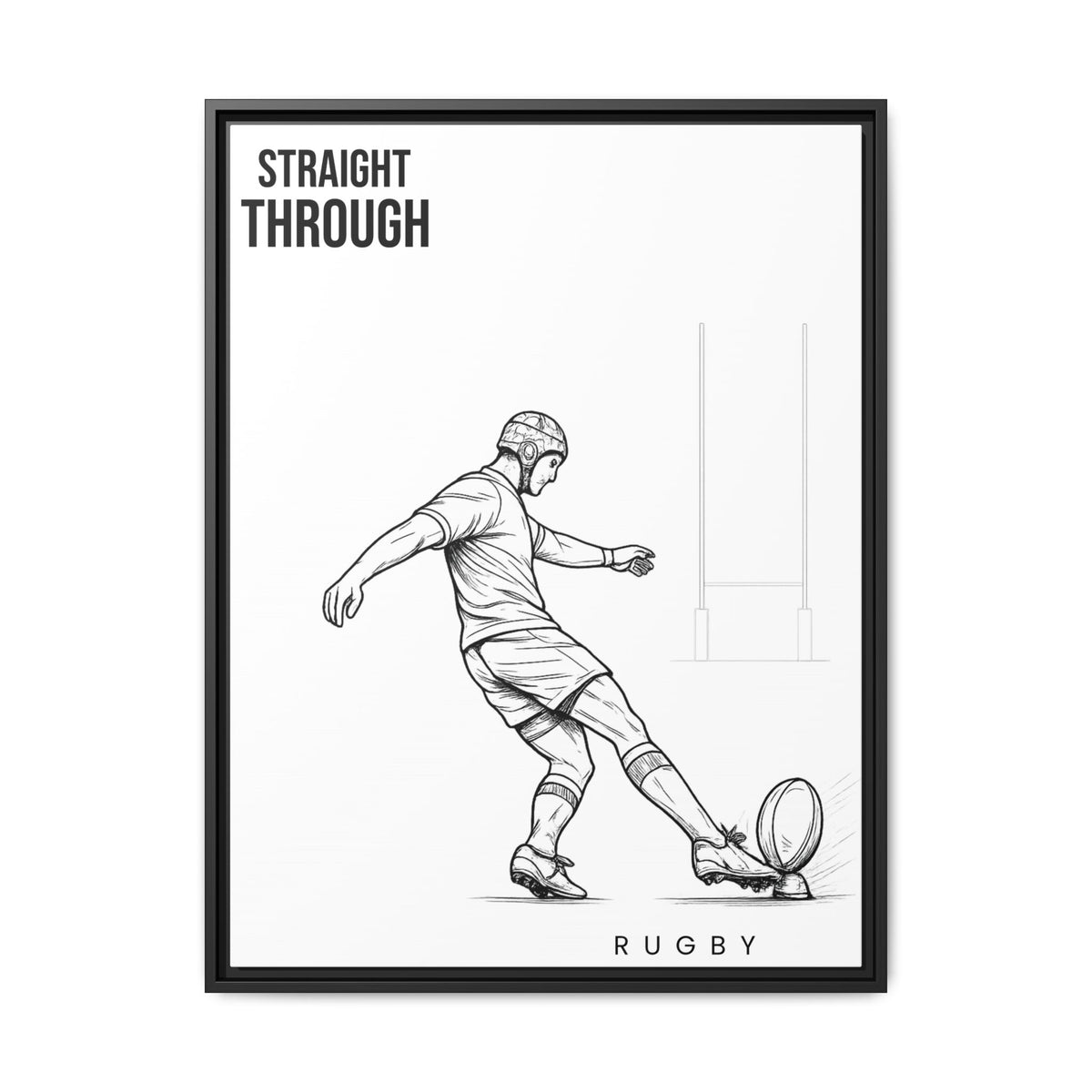 Print, Rugby Conversion Kick - Straight Through, Matte Canvas Print Framed Art