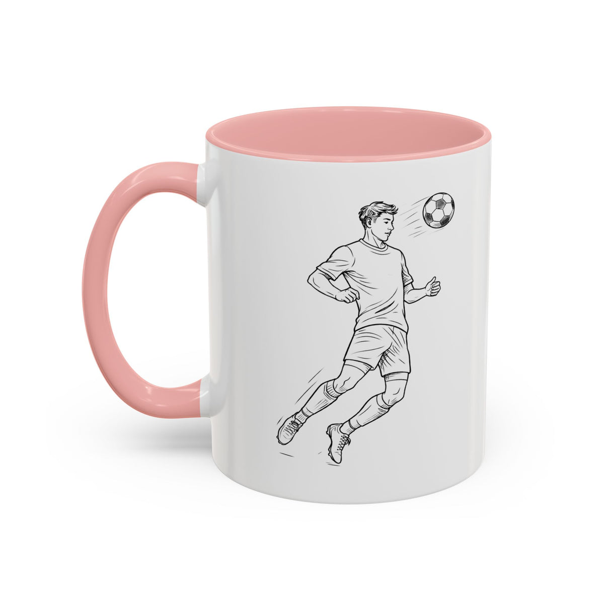 Mug, Football Players, Minimalistic Sketch design, Ceramic 325ml / 11oz, CHOICE of coloured inner