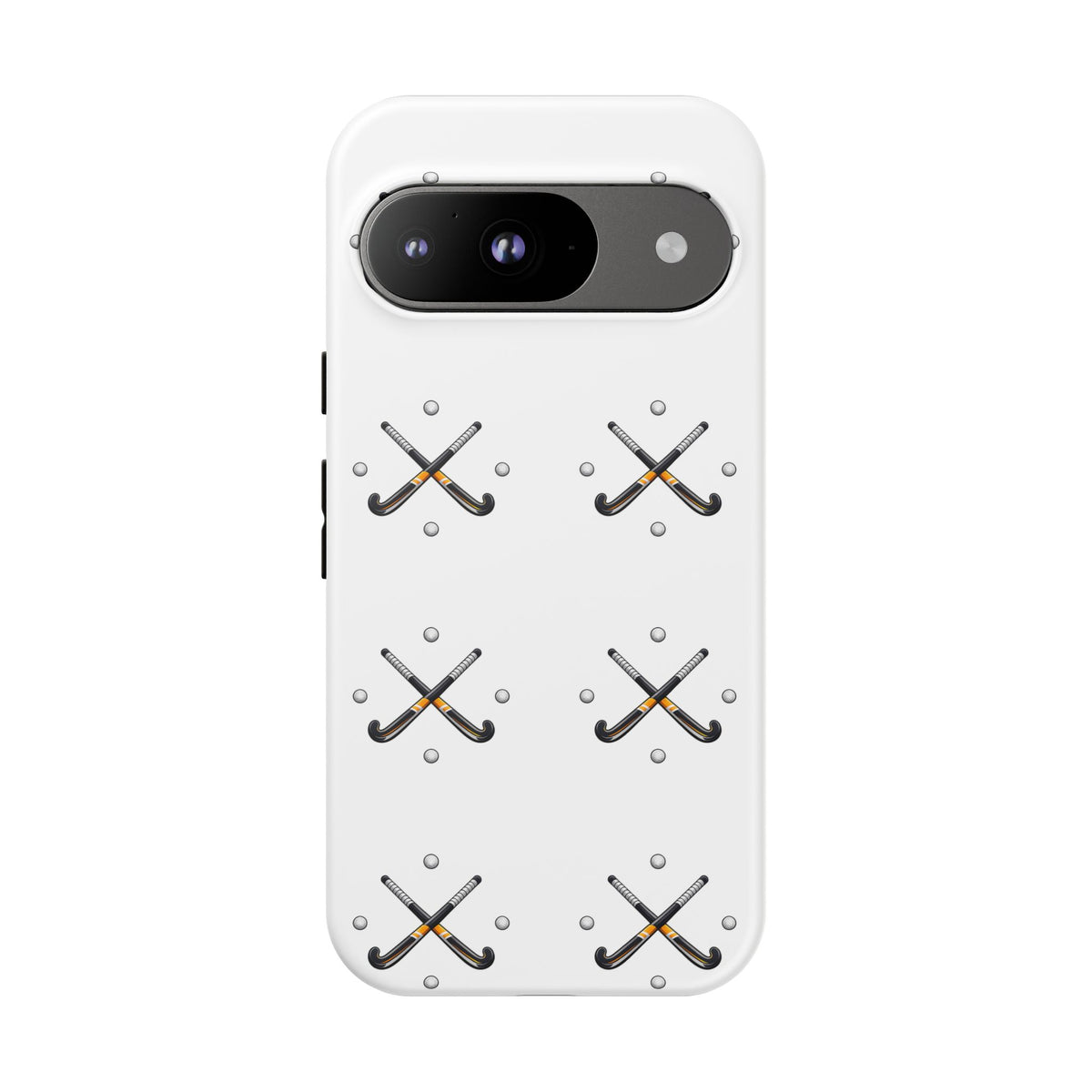 Phone Case, Hockey Repeated Crossed Sticks & Balls Pattern, Tough Case
