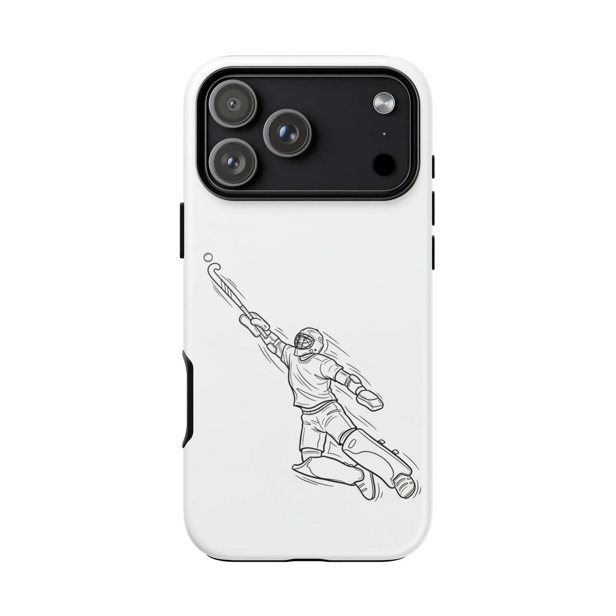 Hockey Goalkeeper Sketch Phone Case — Minimalist Sports Protective Cover