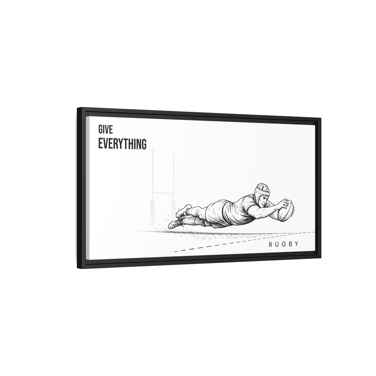 Print, Rugby Try, "Give Everything"  Matte Canvas Framed Wall Art