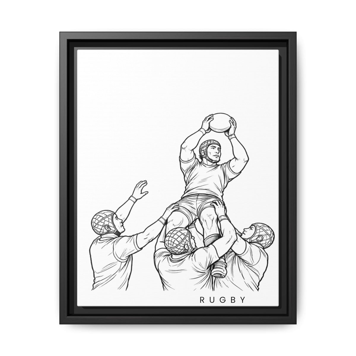 Print, Rugby Line-Out, Matte Canvas Print Framed Art