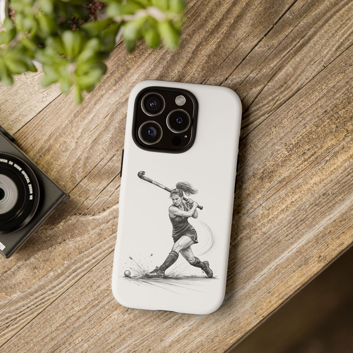 Phone Case, Hockey, Female Player "Tomahawk" shot design, Tough Case