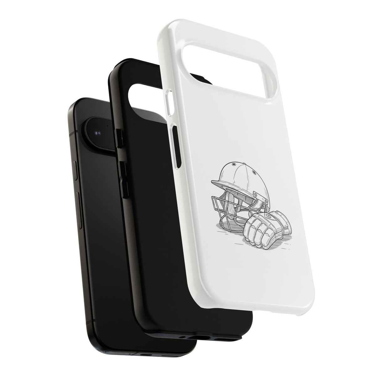 Phone Case, Cricket Gloves & Helmet Sketch, Tough Case