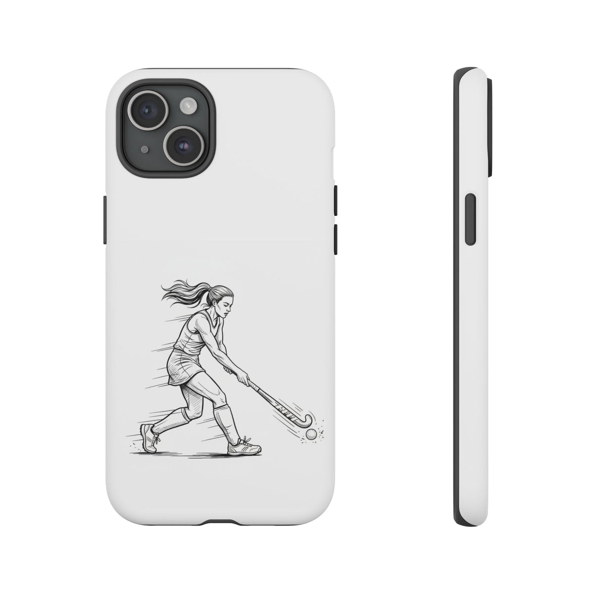 Phone Case, Hockey, Female  Player Minimalist sketch design, Tough Case