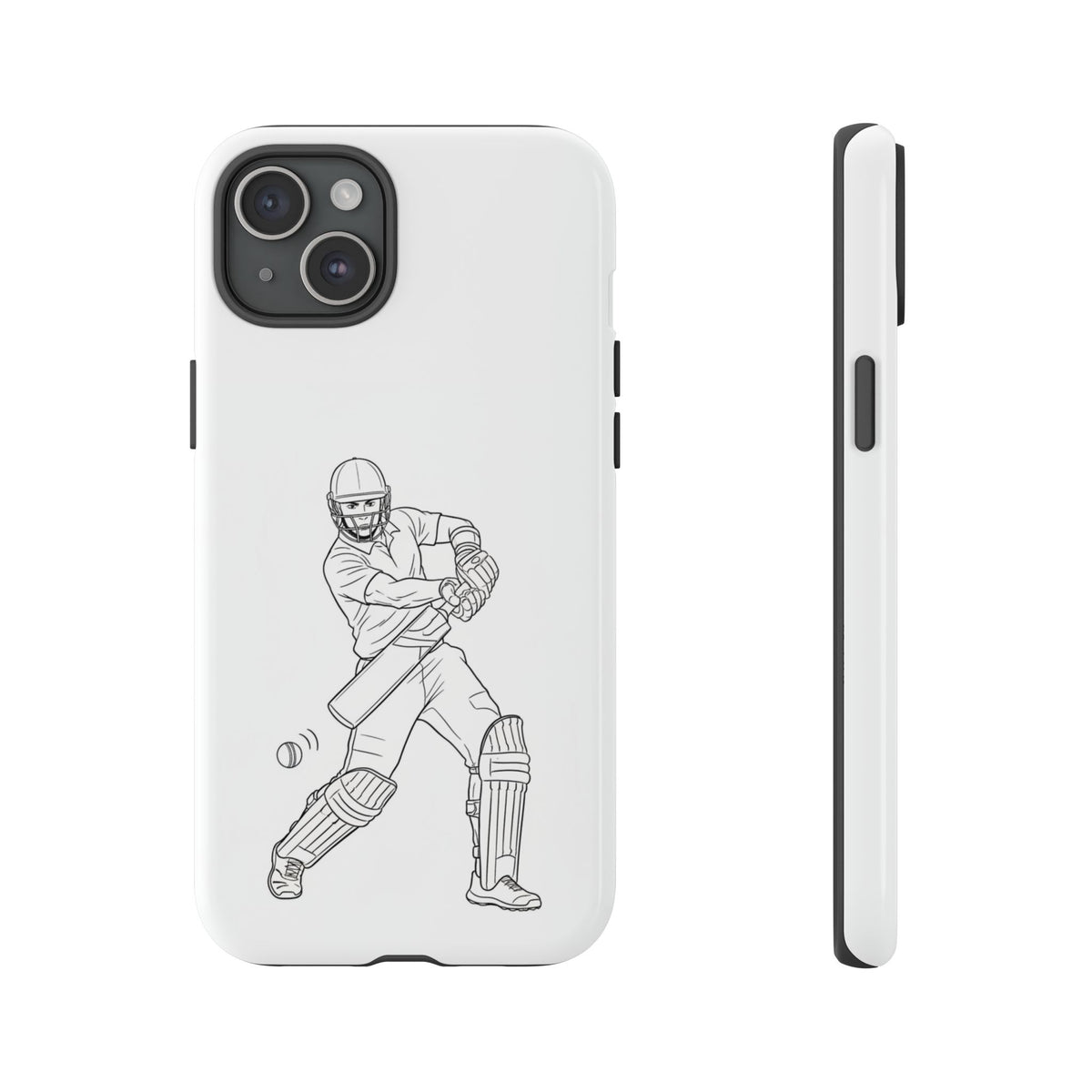 Phone Case, Cricket Batsman Sketch, Tough Case