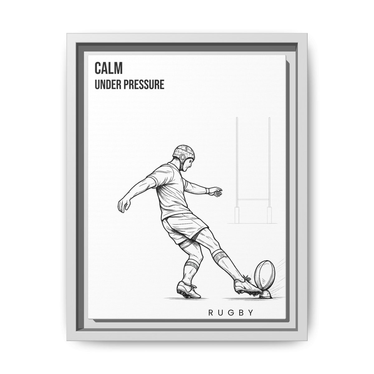 Print, Rugby Conversion Kick - Calm Under Pressure, Matte Canvas Print Framed Art