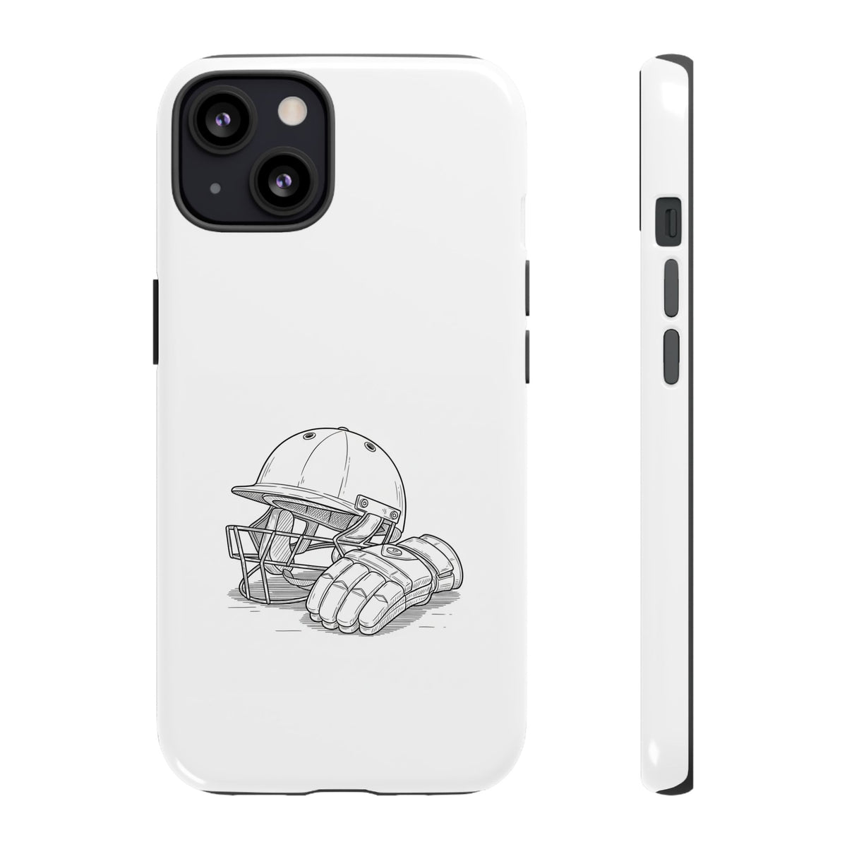 Phone Case, Cricket Gloves & Helmet Sketch, Tough Case