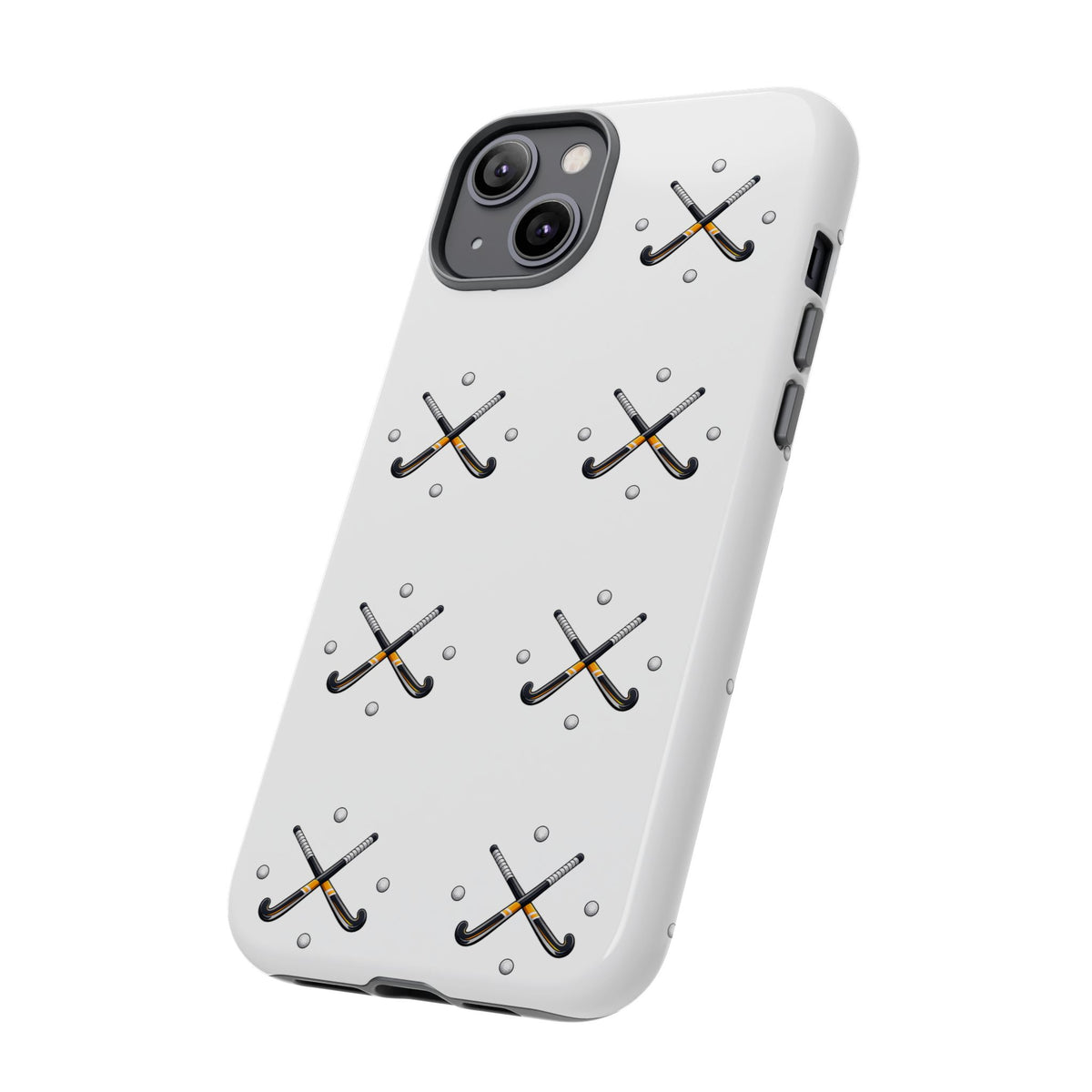 Phone Case, Hockey Repeated Crossed Sticks & Balls Pattern, Tough Case