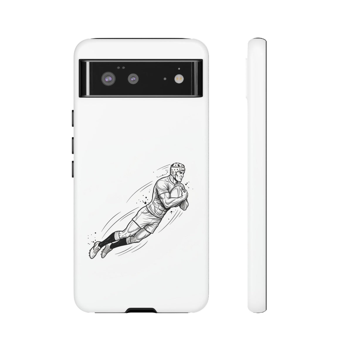 Phone Case, Rugby Try Swan Dive Minimalist Sketch design, Tough Case