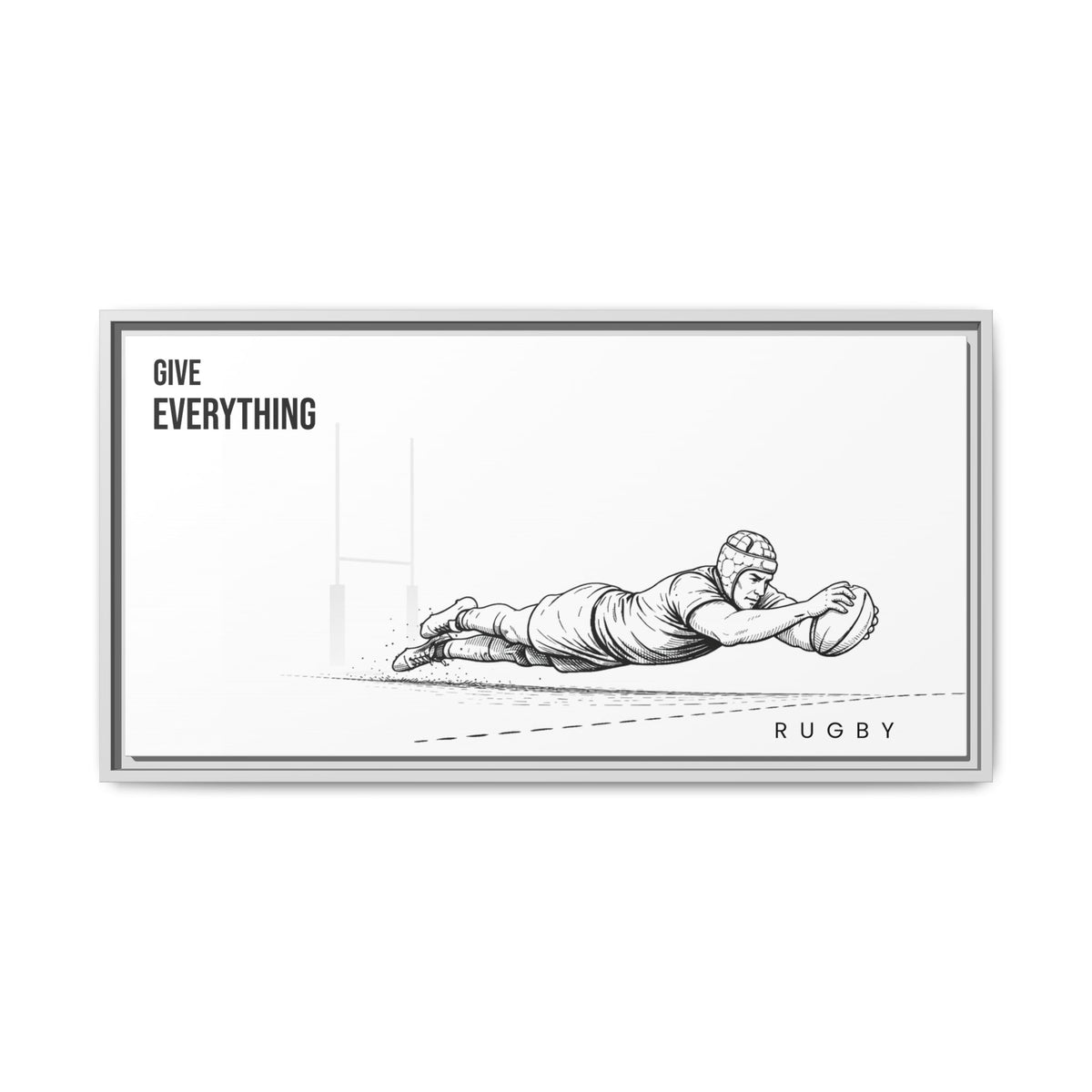 Print, Rugby Try, "Give Everything"  Matte Canvas Framed Wall Art
