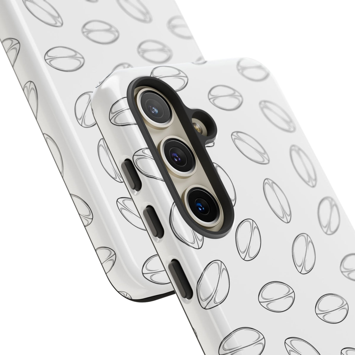 Phone Case, Rugby Ball Minimalist Sketch Pattern, Tough Case