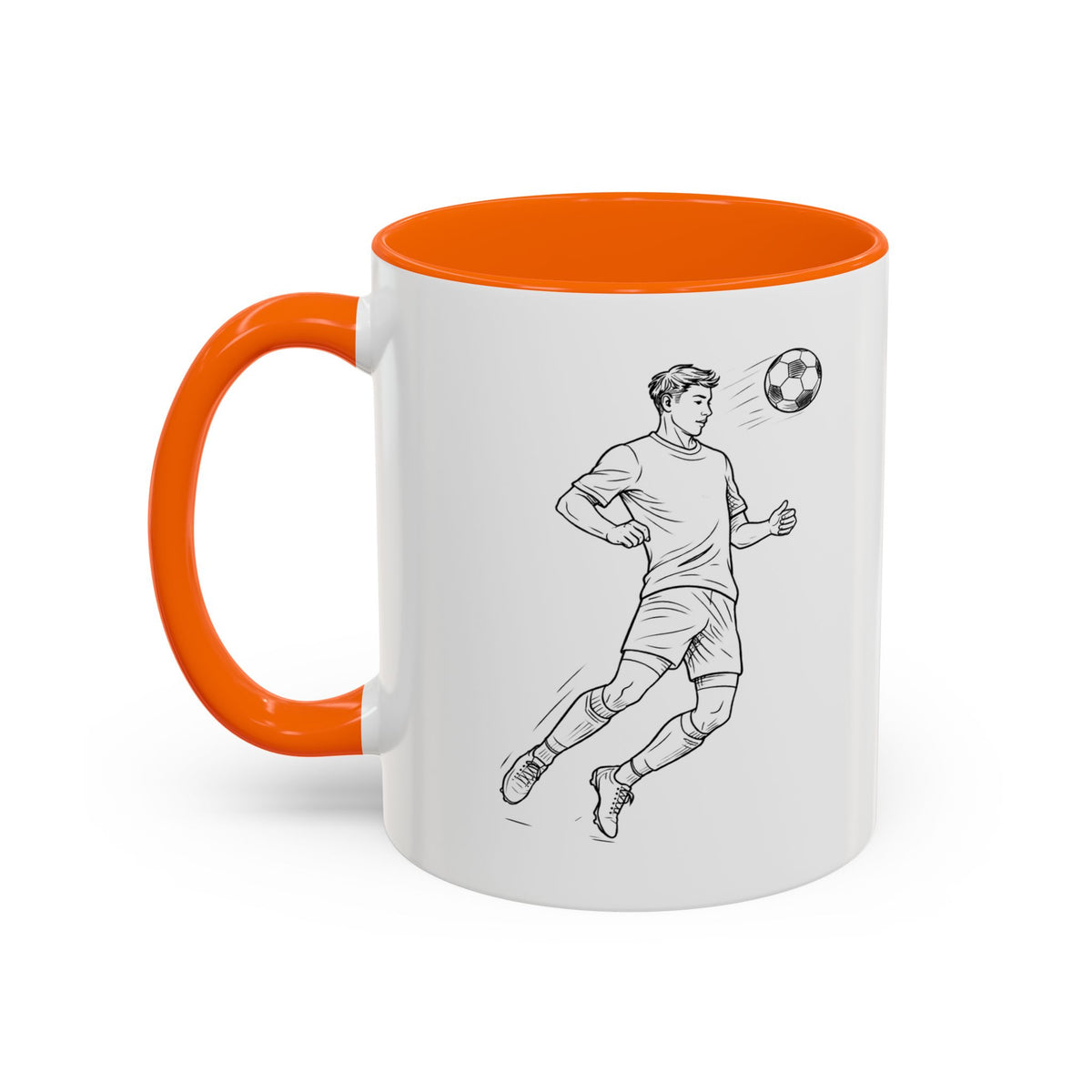 Mug, Football Players, Minimalistic Sketch design, Ceramic 325ml / 11oz, CHOICE of coloured inner