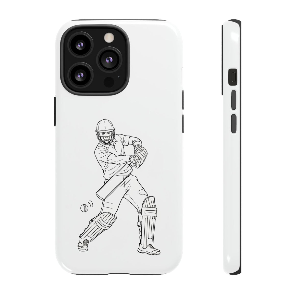 Phone Case, Cricket Batsman Sketch, Tough Case