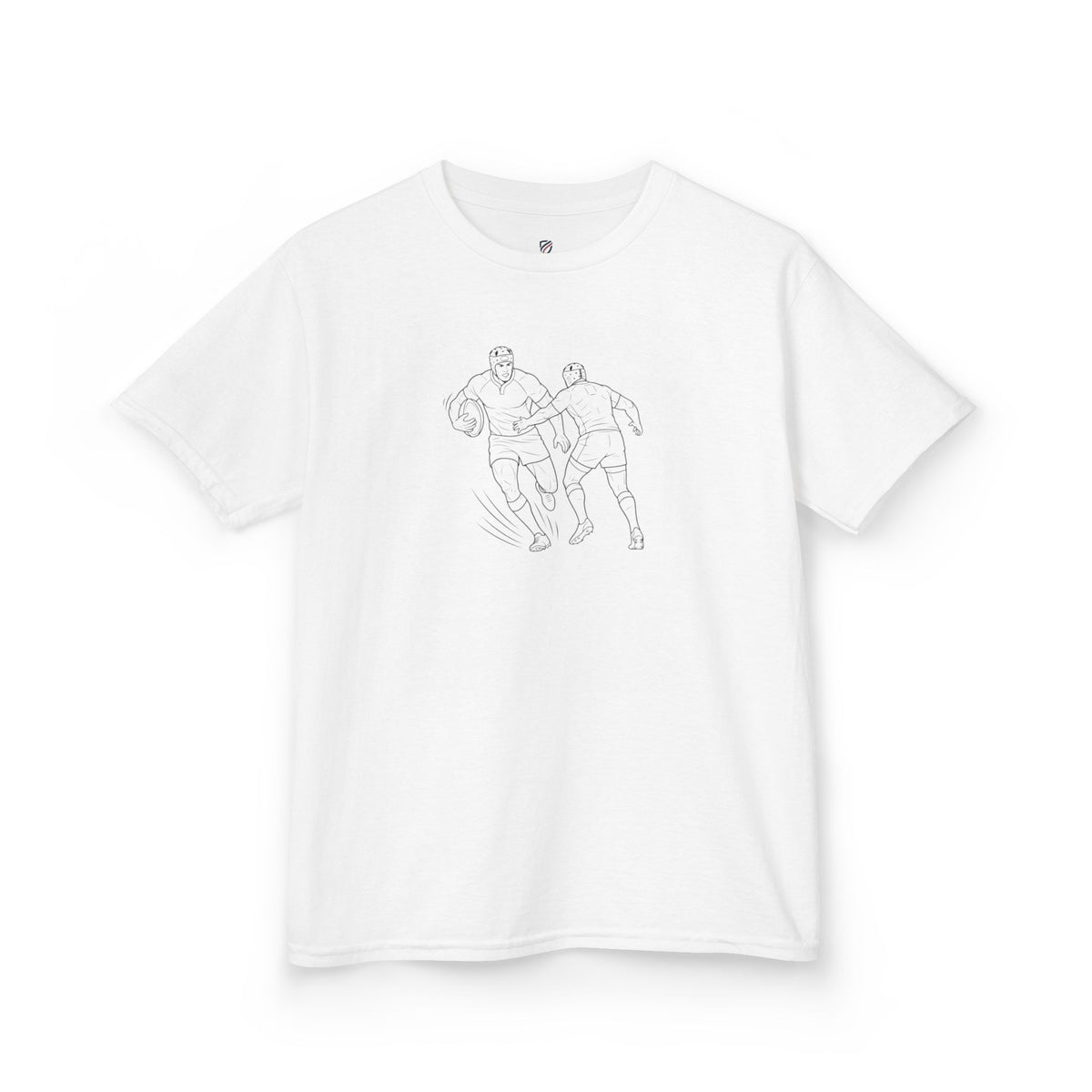 T Shirt Kids, Rugby players minimalist sketch design, Cotton, Various Colours
